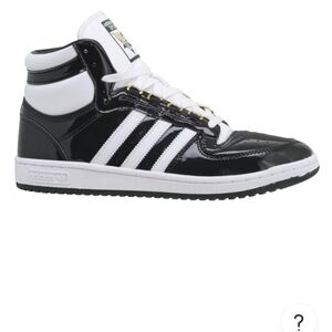 Adidas Top 10 Black and White Patent Leather Mens Size 11